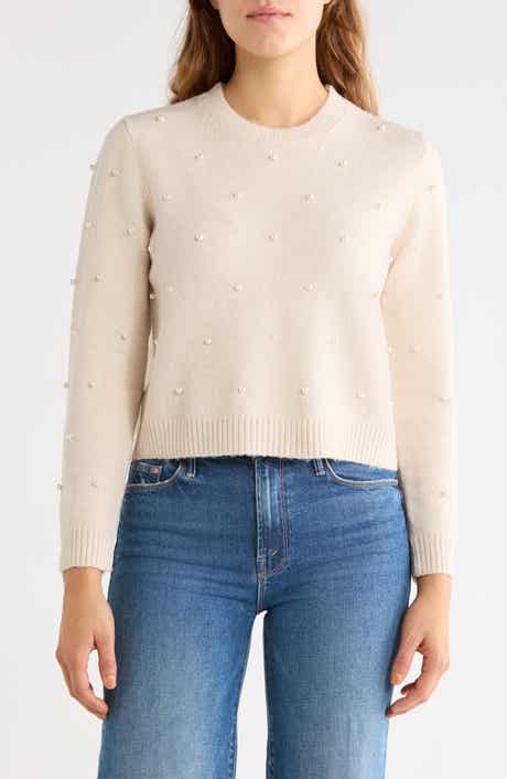Imitation Pearl Crewneck Sweater