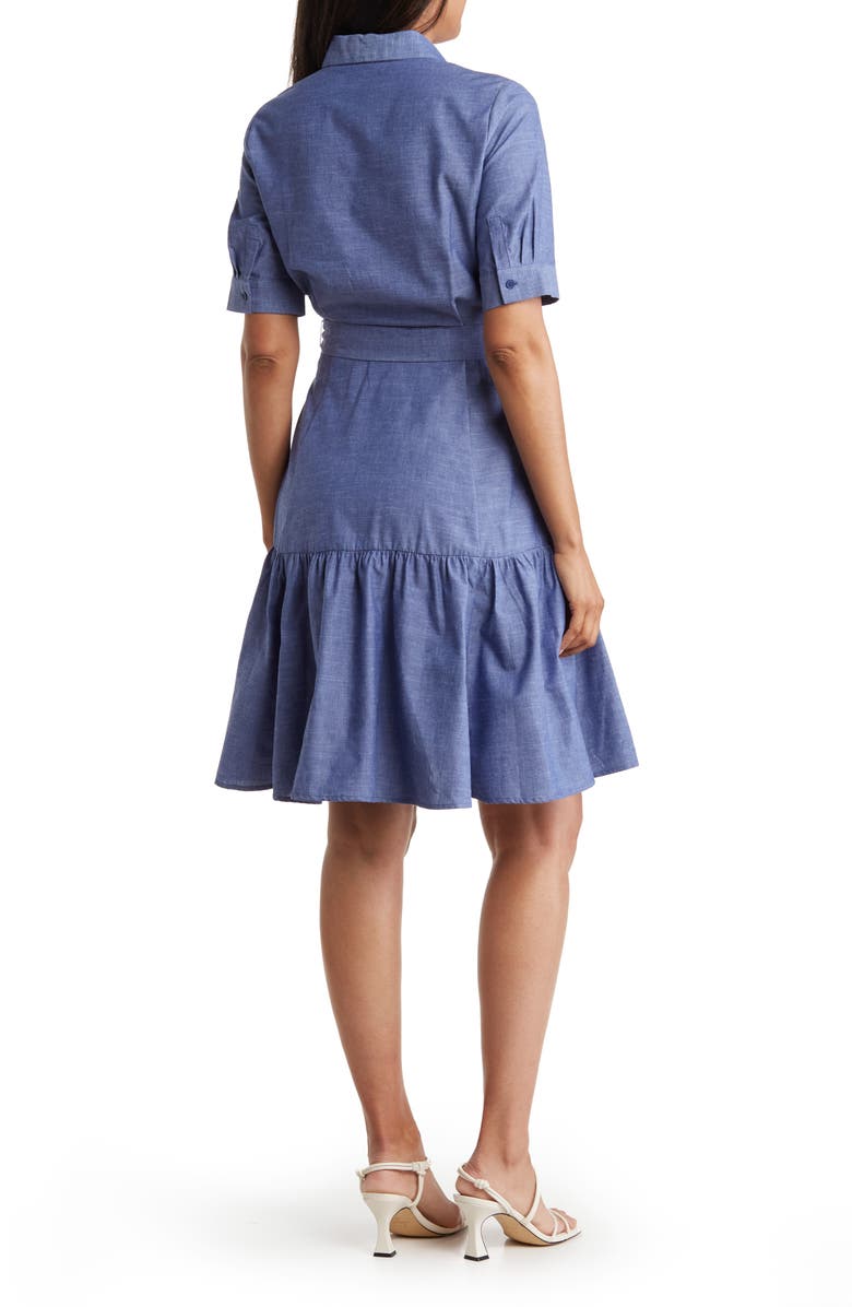 Calvin Klein Short Sleeve Cotton Chambray Shirtdress, Alternate, color,