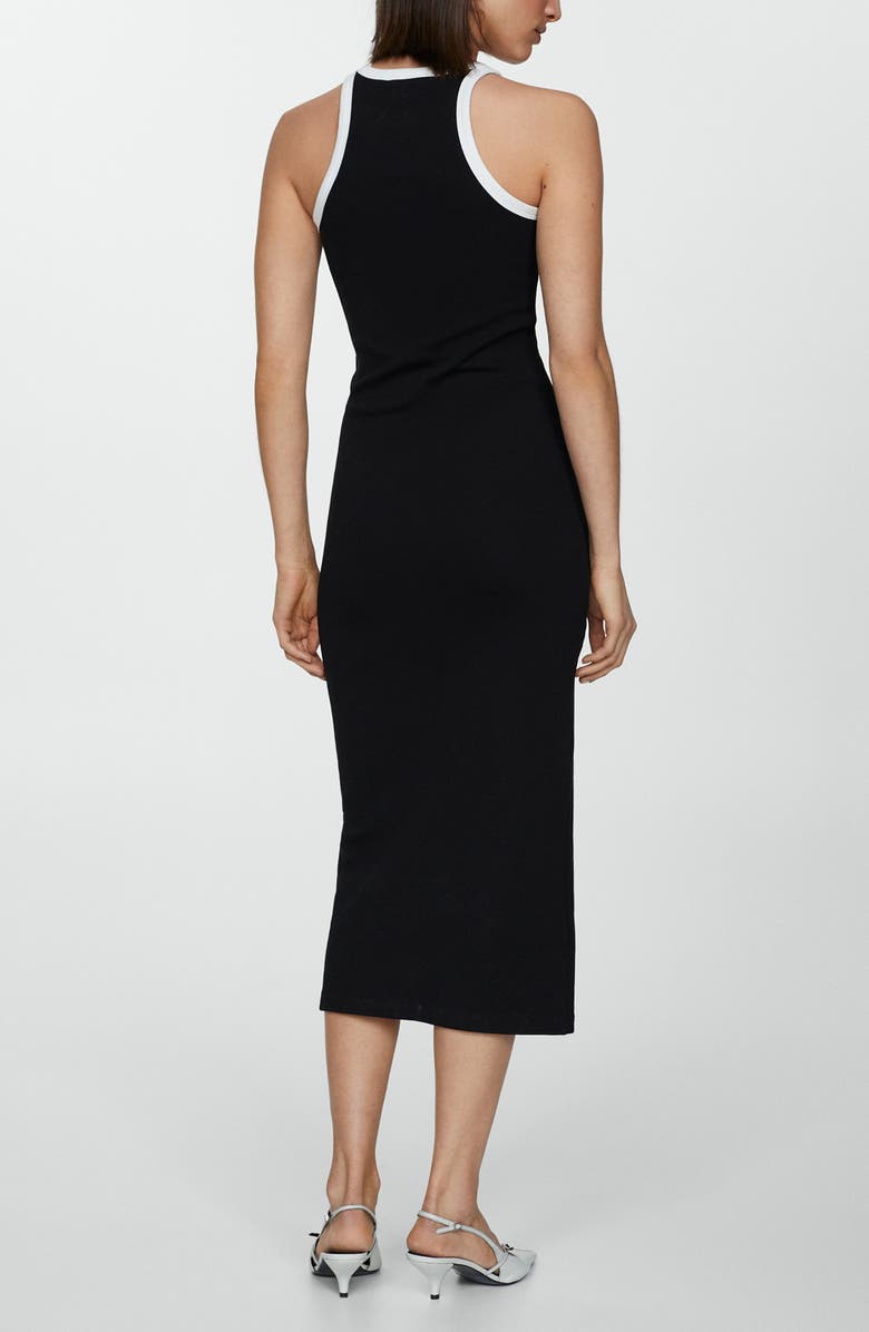 MANGO Contrast Trim Cotton Blend Midi Dress, Alternate, color,