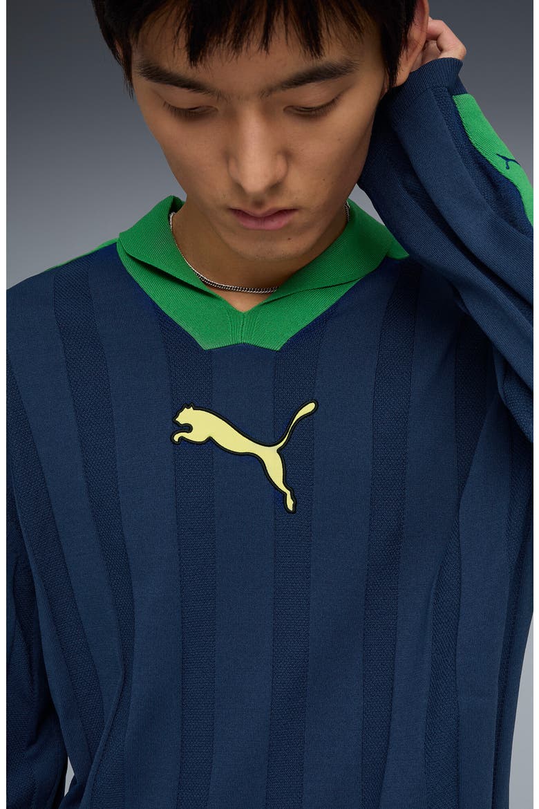 T7 Rib Long Sleeve Polo, Alternate, color, BLUE JEWEL