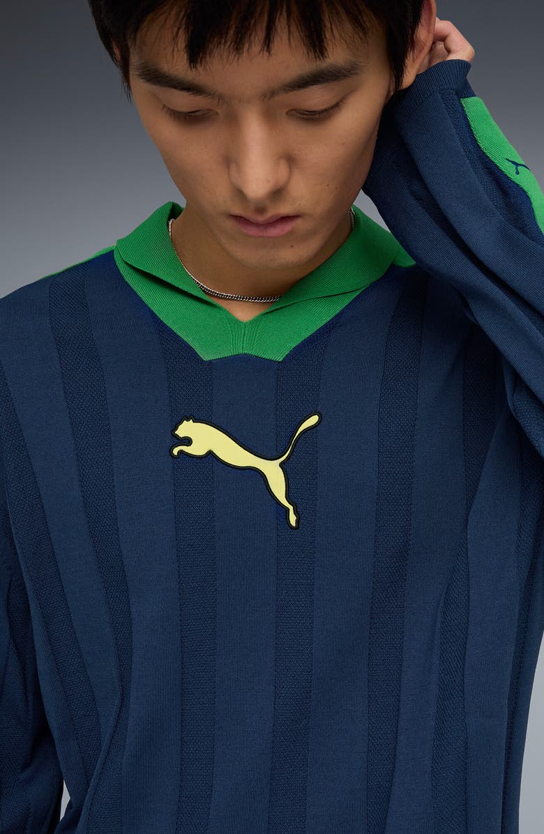 PUMA T7 Rib Long Sleeve Polo, Alternate, color, Blue Jewel