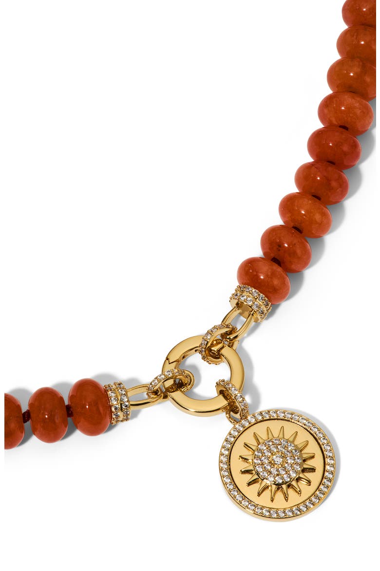 Beads of Paradise Carnelian & Cubic Zirconia Sun Pendant Necklace, Alternate, color, GOLD