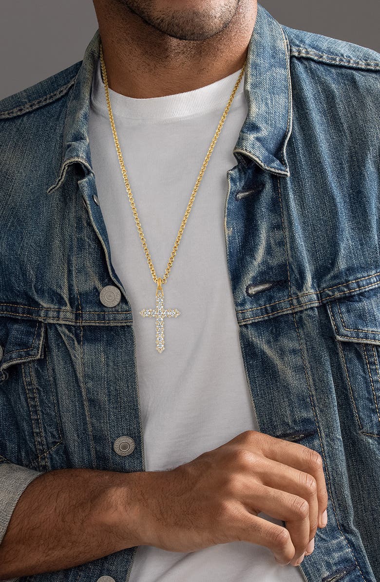 Esquire Diamond Cross Pendant Necklace, Alternate, color, Gold