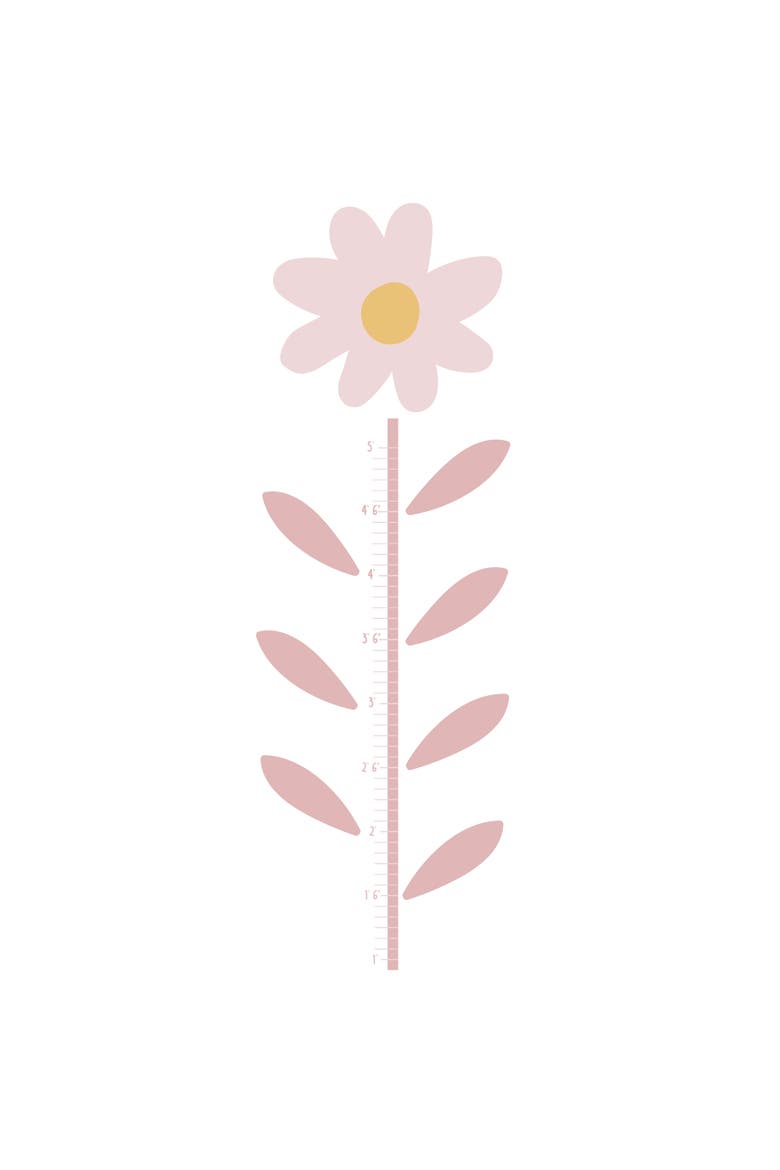 Daisy Dreams Flower Growth Chart Wall Decals/Stickers, Main, color, Pink