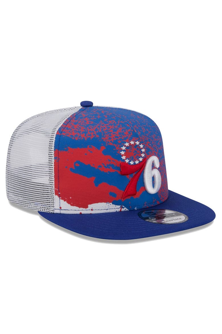 Men's New Era Royal Philadelphia 76ers Court Sport Speckle 9FIFTY Snapback Hat, Alternate, color, Royal