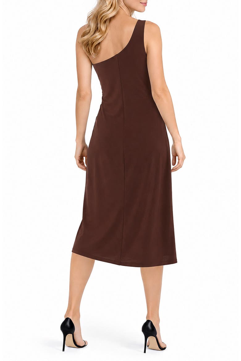 One-Shoulder Midi Dress, Alternate, color, CHOCOLATE