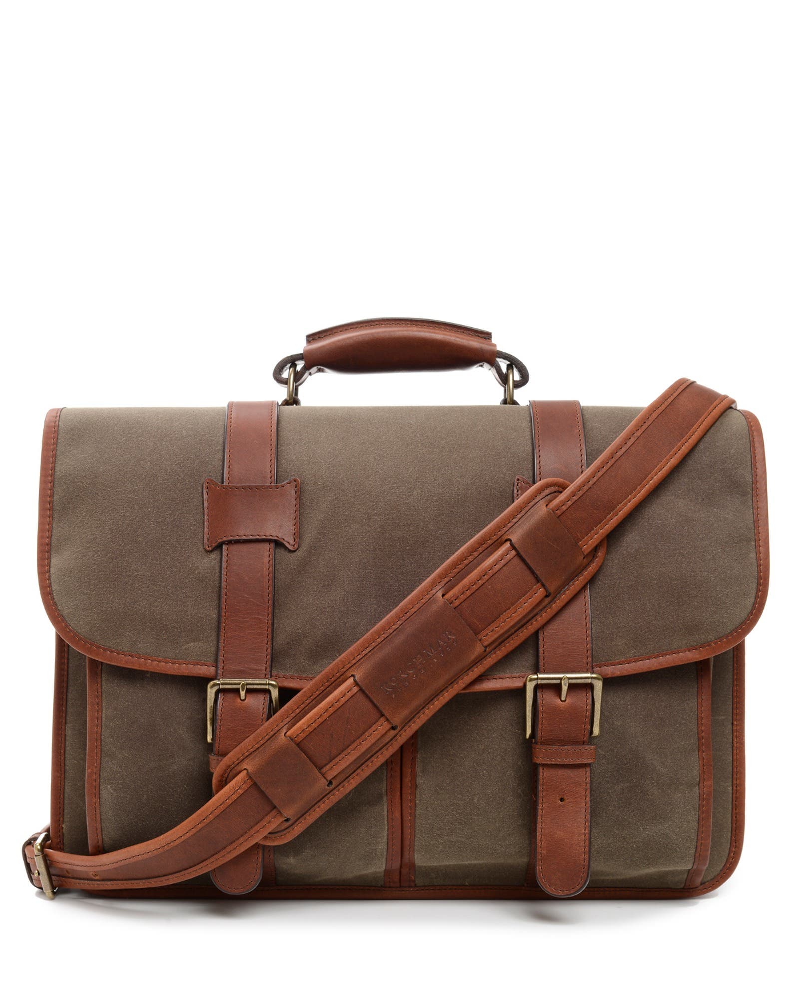 Garfield Waxed Canvas Briefcase, Main, color, Olive