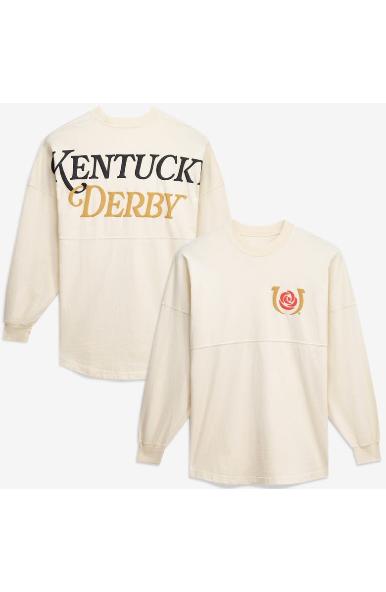 SPIRIT JERSEY Men's Spirit Jersey Cream Kentucky Derby Oversized Original Long Sleeve T-Shirt, Main, color, Cream