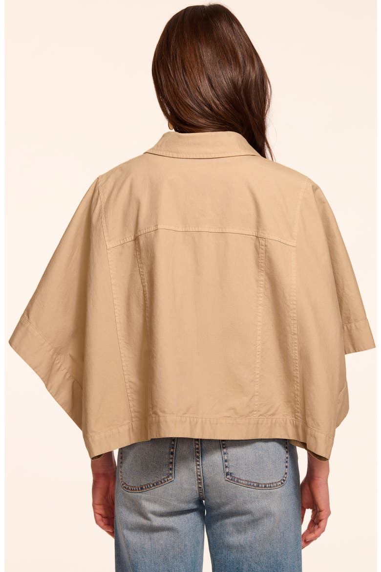Beatrice Crop Cotton Stretch Canvas Cape, Alternate, color, SANDSTONE
