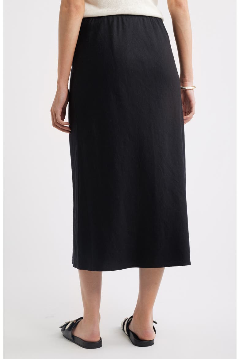 Linen Blend Midi Skirt, Alternate, color, BLACK