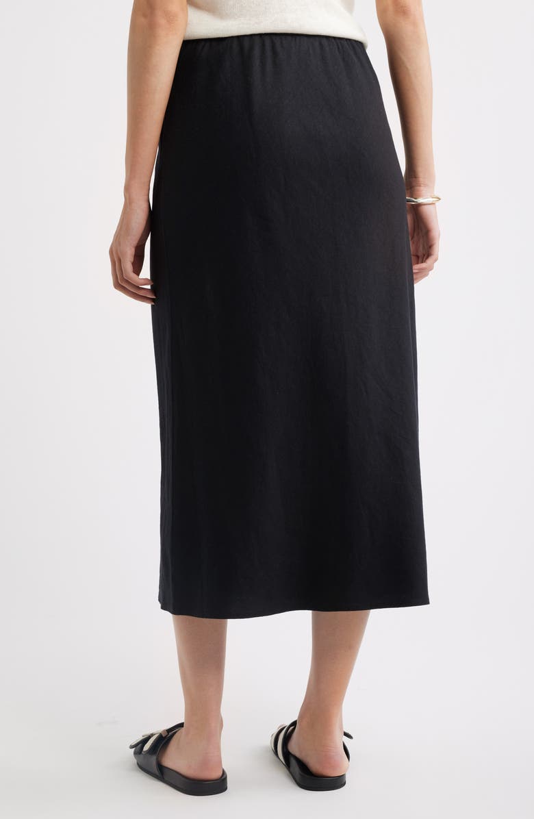 Nordstrom Linen Blend Midi Skirt, Alternate, color, Black