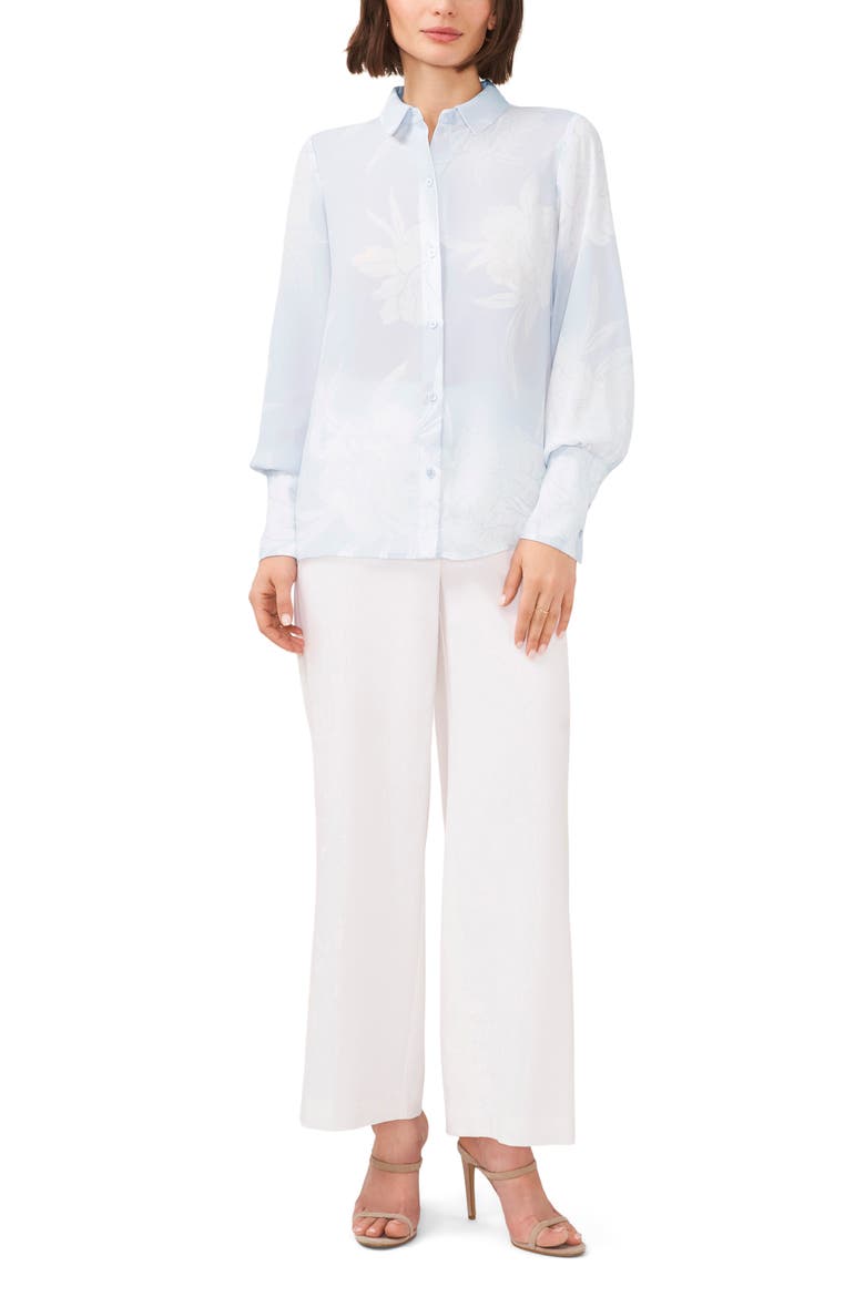 Solid Button-Up Shirt, Alternate, color, BLOOMING BLUE