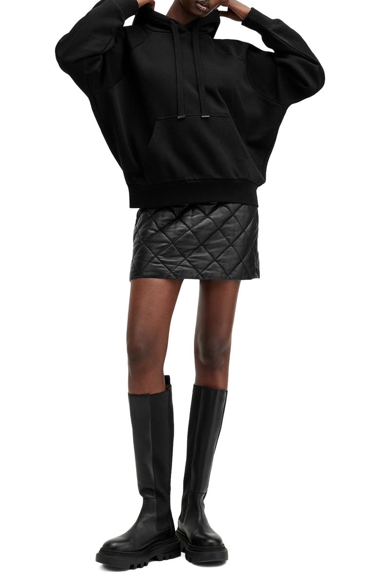 AllSaints Talon Underground Sequin Logo Hoodie, Alternate, color, Black