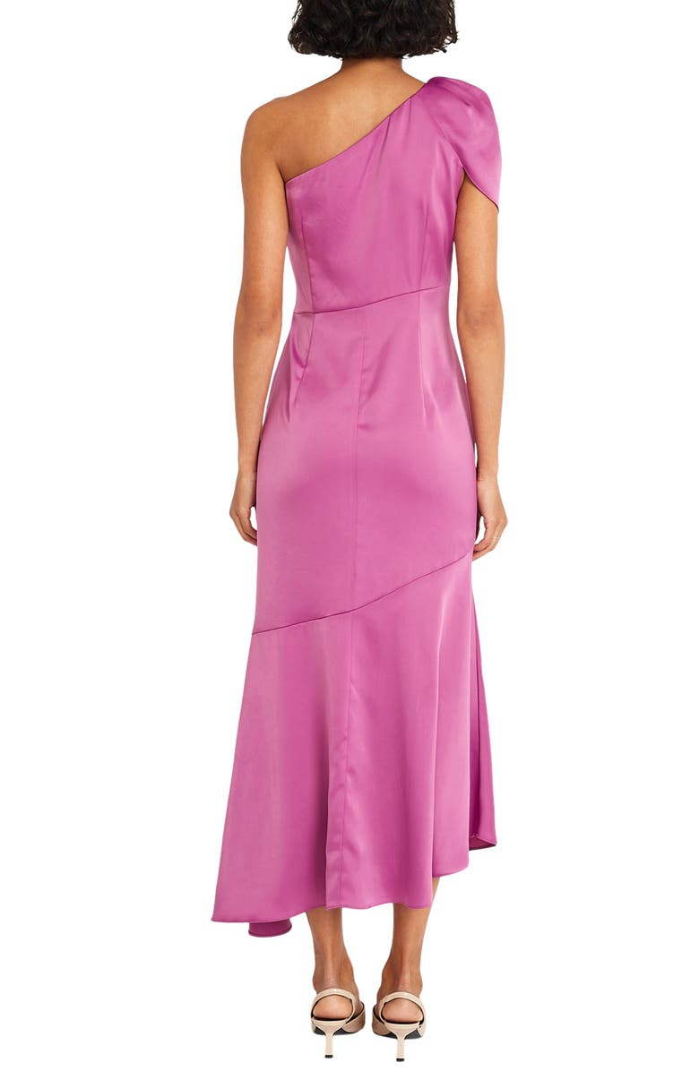 Maggy London One-Shoulder Asymmetric Hem Satin Cocktail Dress, Alternate, color, 