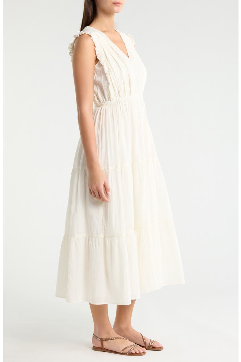 Lace Detail Tiered Cotton Midi Dress, Alternate, color, WHISPER WHITE