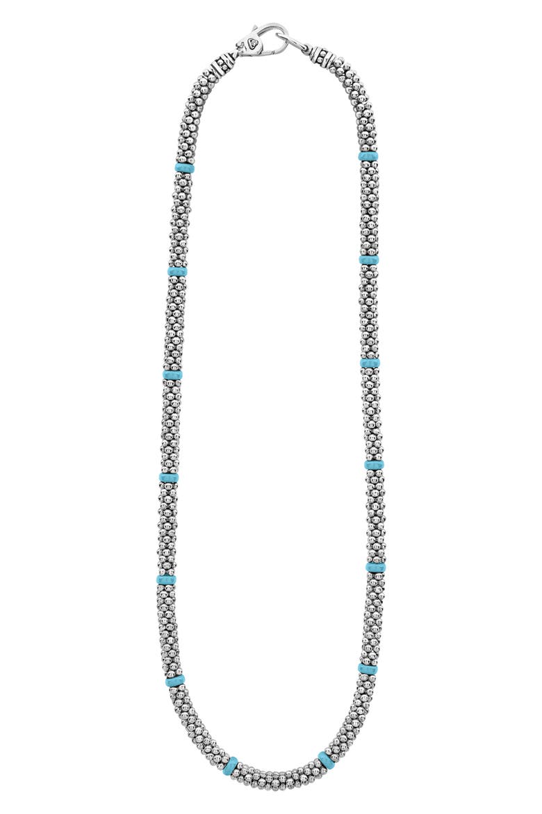 Blue Caviar Ceramic Collar Necklace, Main, color, SILVER/ BLUE