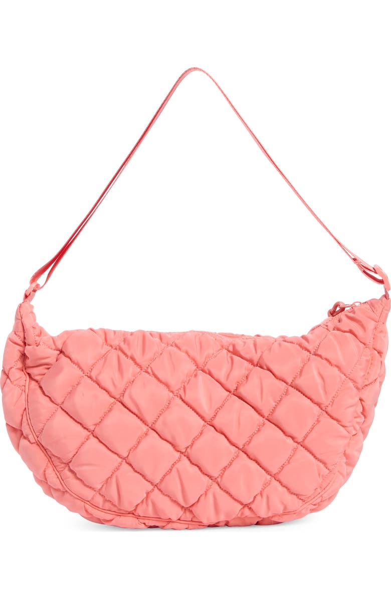 URBAN EXPRESSIONS HANDBAGS Half Moon Quilted Shoulder Bag, Alternate, color, Pink