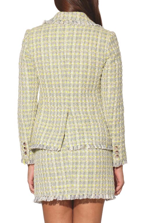 Shop Walter Baker Damon Tweed Blazer Jacket In Malibu Yellow Tweed