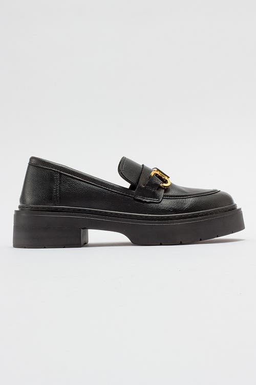 Forever & Always Shoes Simone Bit Platform Loafer In Black Faux Leather