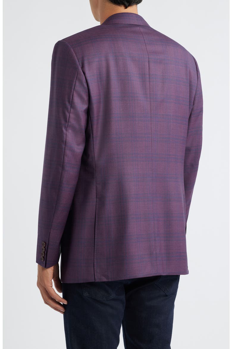 Siena Regular Fit Dark Purple Plaid Super 130s Wool Sport Coat, Alternate, color, DARK RED