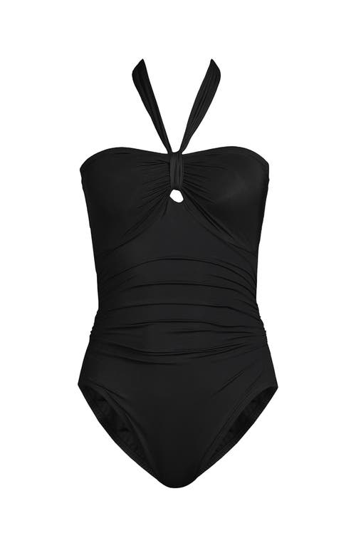 Lands' End Slender Suit Multi-way Bandeau High Leg One Piece Swimsuit
