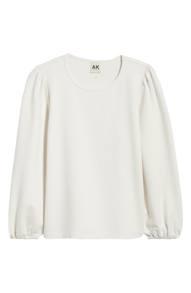 AK ANNE KLEIN Round Neck Top, Alternate, color, White Dove