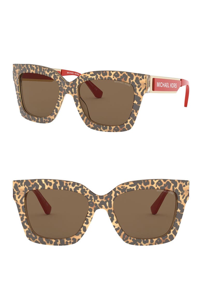 54mm Square Sunglasses, Main, color, LEOPARD