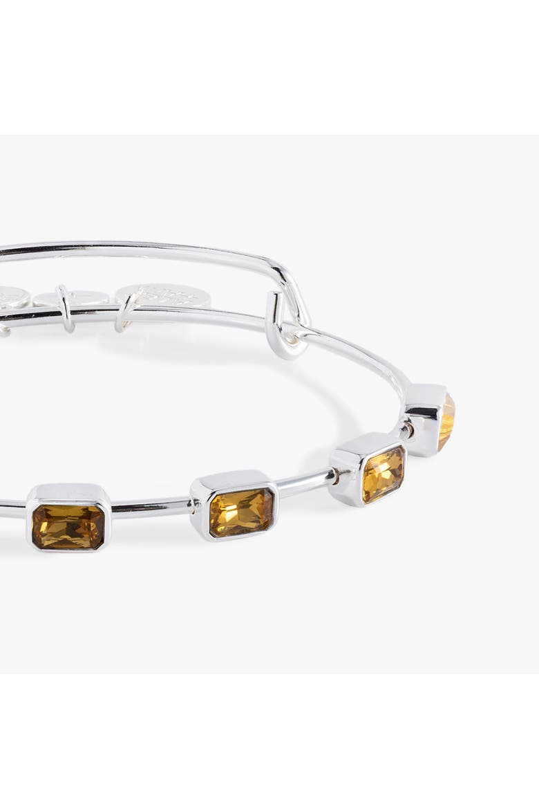 November Birthstone Emerald Cut Bangle, Alternate, color, Silver