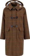 Barbour Melody Houndstooth Check Wool Blend Duffle Coat