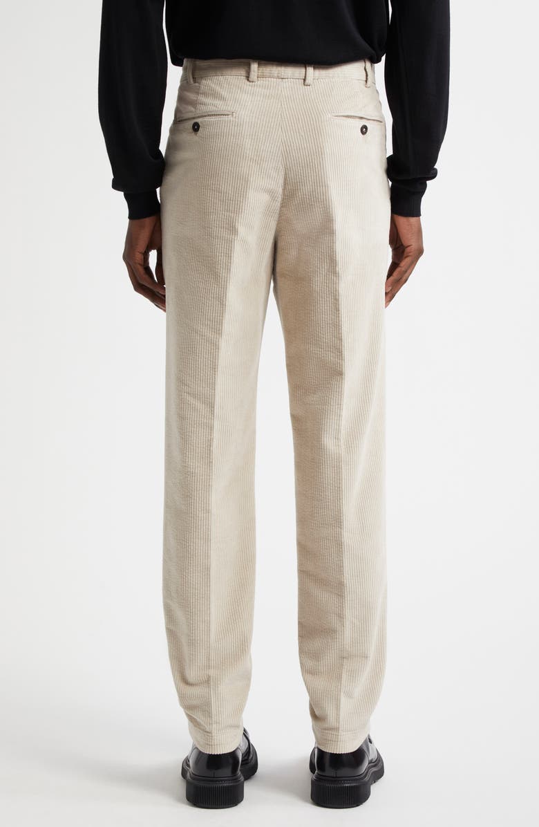 Thom Sweeney Easy Fit Pleated Corduroy Pants, Alternate, color, Almond/ Off White
