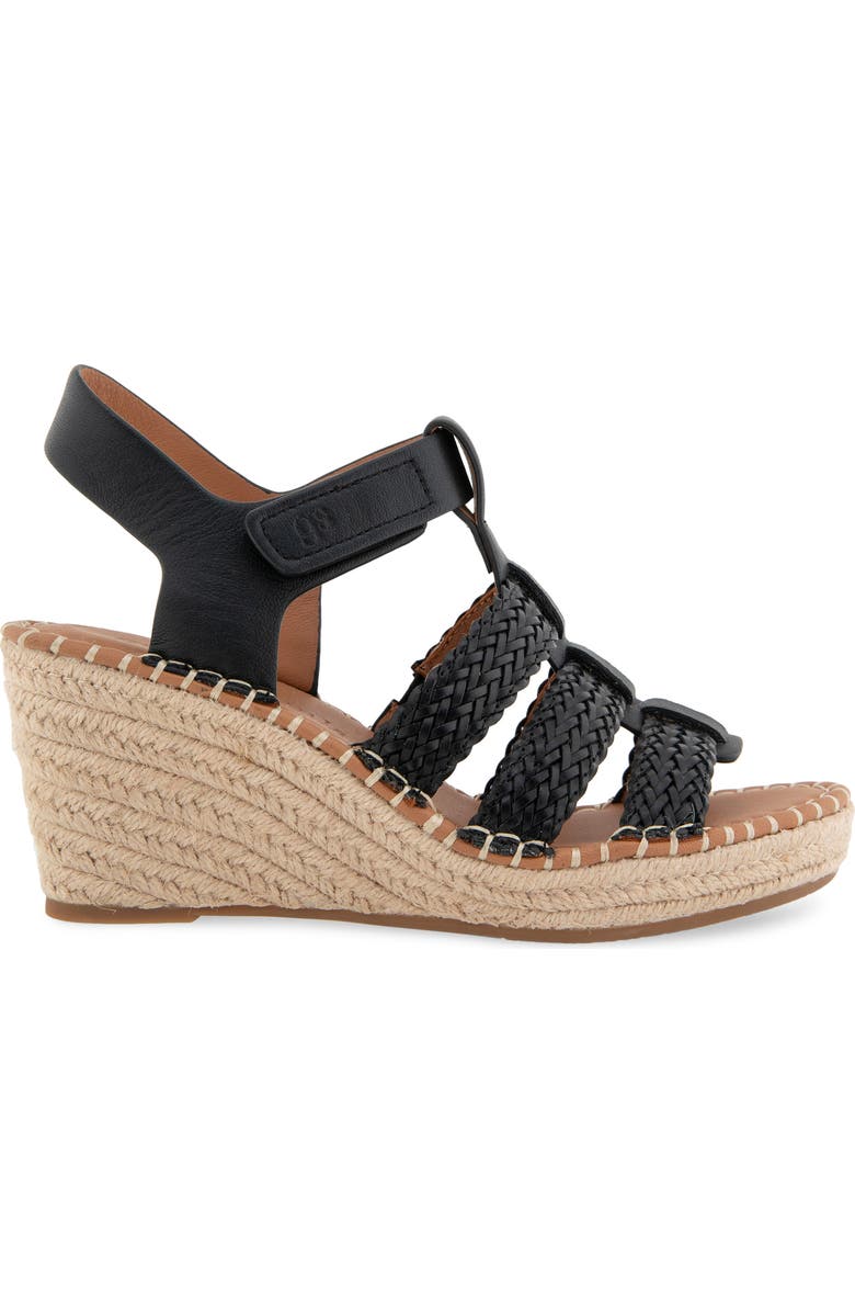 Gentle Souls Caplin Slingback Espadrille Platform Wedge Sandal, Alternate, color, Black Leather