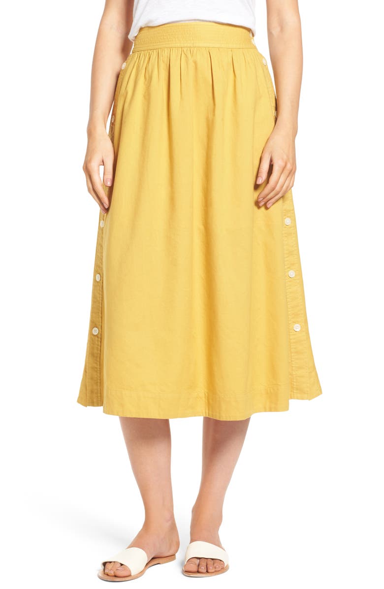 Madewell Side Button Midi Skirt, Main, color, 