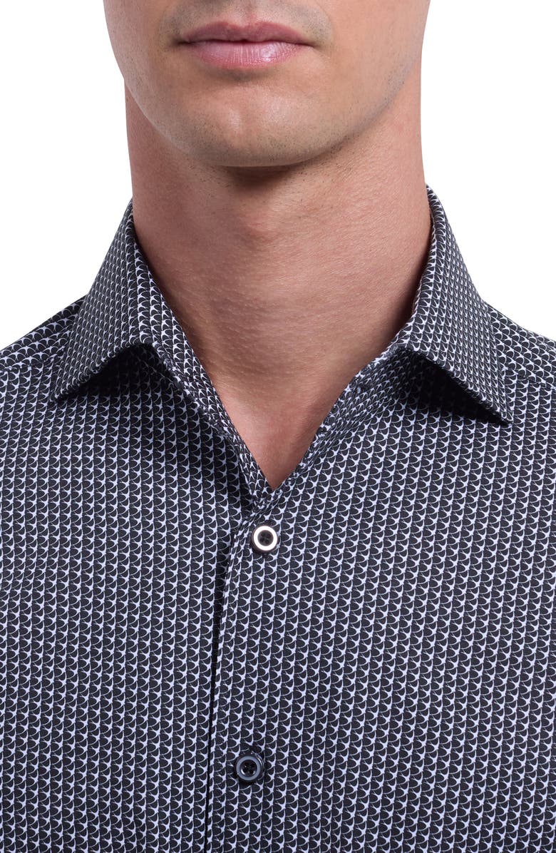 Bugatchi Devon OoohCotton<sup>®</sup> Geo Print Button-Up Shirt, Alternate, color, Black