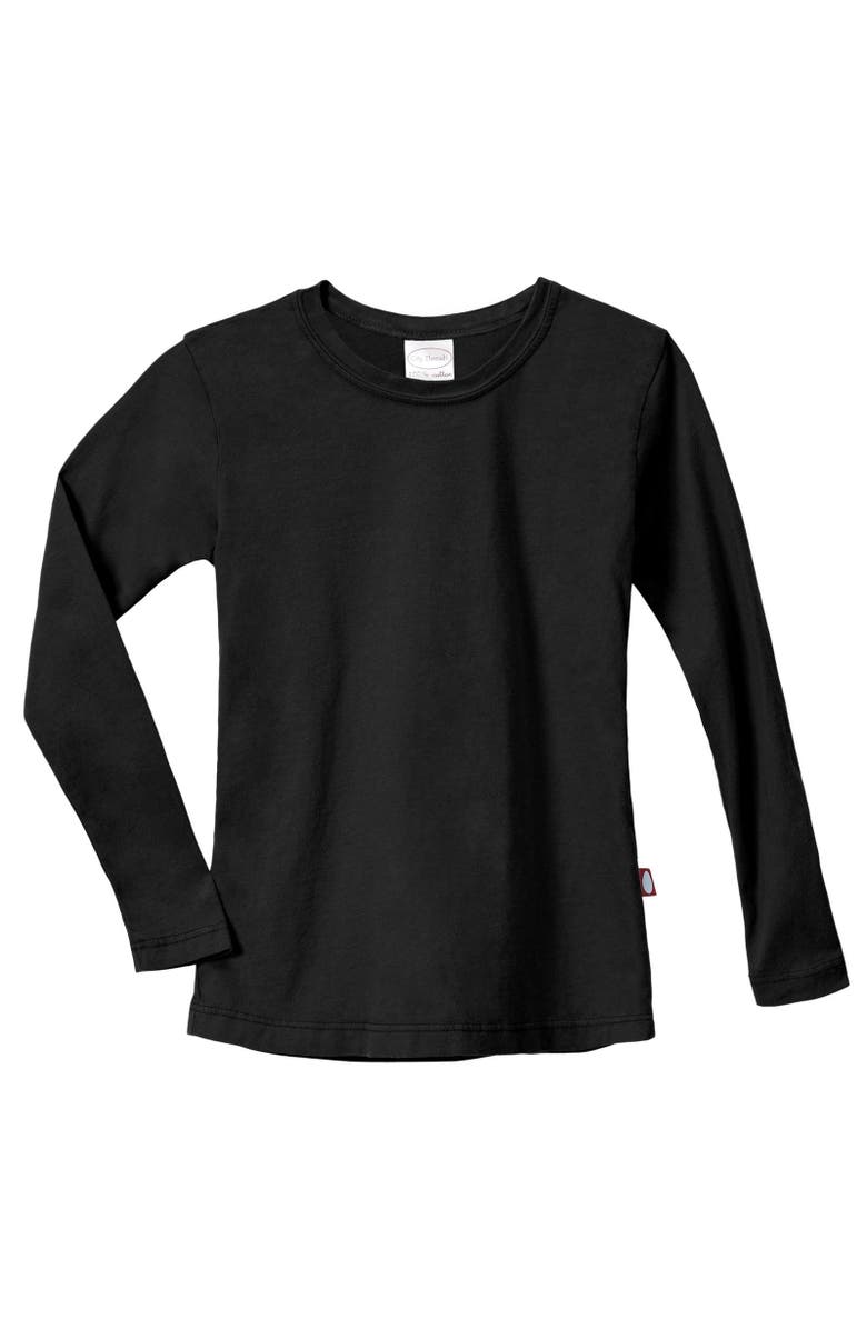 CITY THREADS Girls Long Sleeve Soft Cotton Jersey T-Shirt, Alternate, color, Black