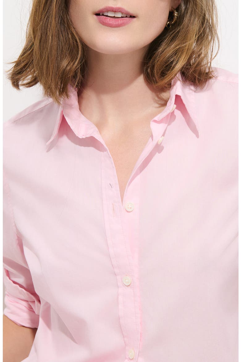 Paper Cotton Button-Up Shirt, Alternate, color, PINK DHALIA