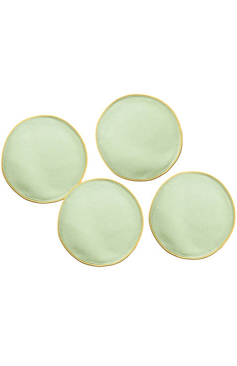 Sage and Brass Color Block Round Placemat Set of 4