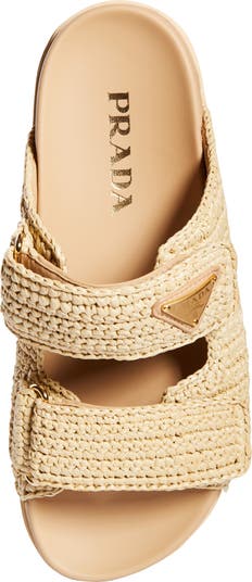 Raffia Double Band Slide Sandal