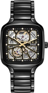 RADO True Square Diamond Automatic Open Heart Bracelet Watch, 38mm