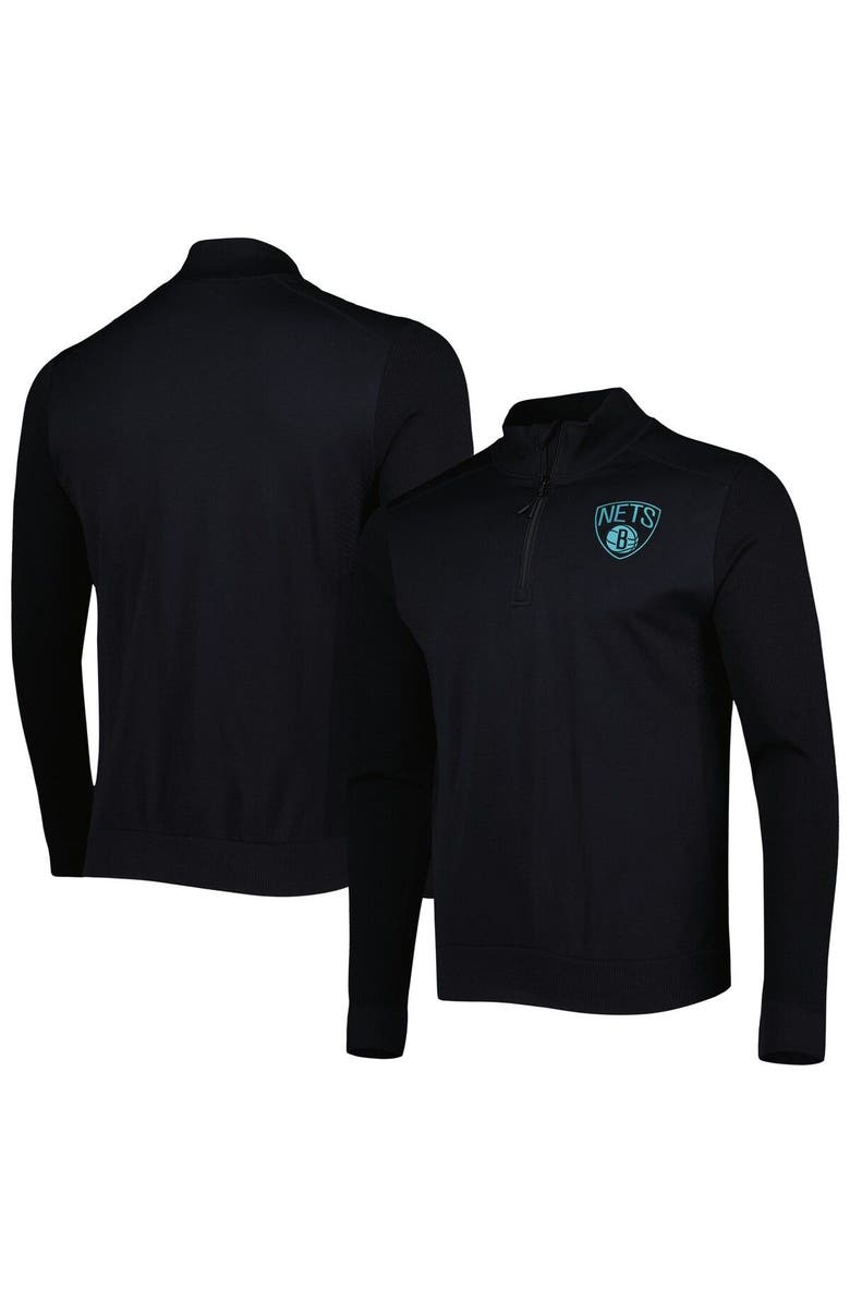 LEVELWEAR Men's Levelwear Black Brooklyn Nets Nano Engineered Knit Fabric Quarter-Zip Jacket, Main, color, Black