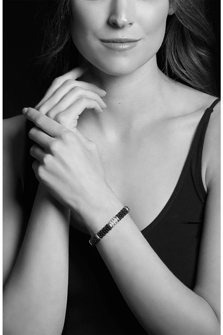 Black Caviar Ceramic & Diamond Bracelet, Alternate, color, SILVER