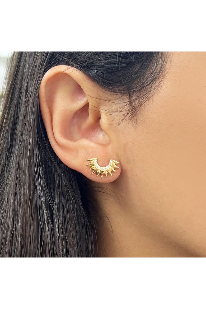 Sunburst Diamond Stud Earrings, Alternate, color, Yellow Gold