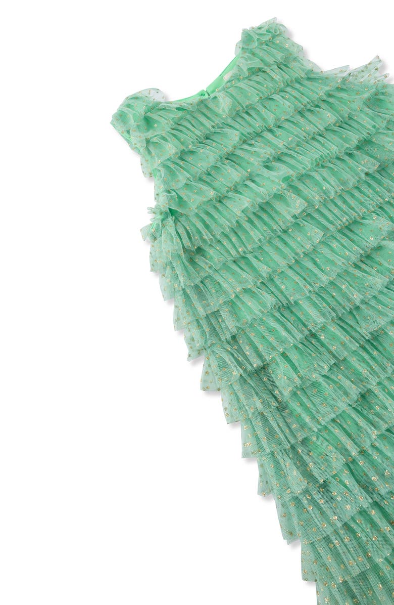 Peek Aren
t You Curious Kids
 Sleeveless Ruffle Metallic Tulle Dress, Alternate, color, 