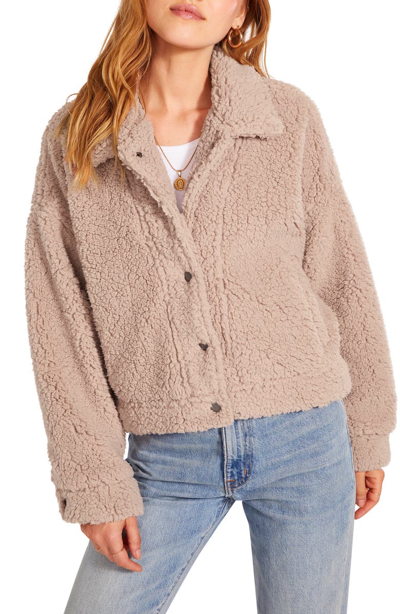 BB Dakota by Steve Madden BB Dakota Faux Fur Bomber Jacket, Main, color, Light Taupe