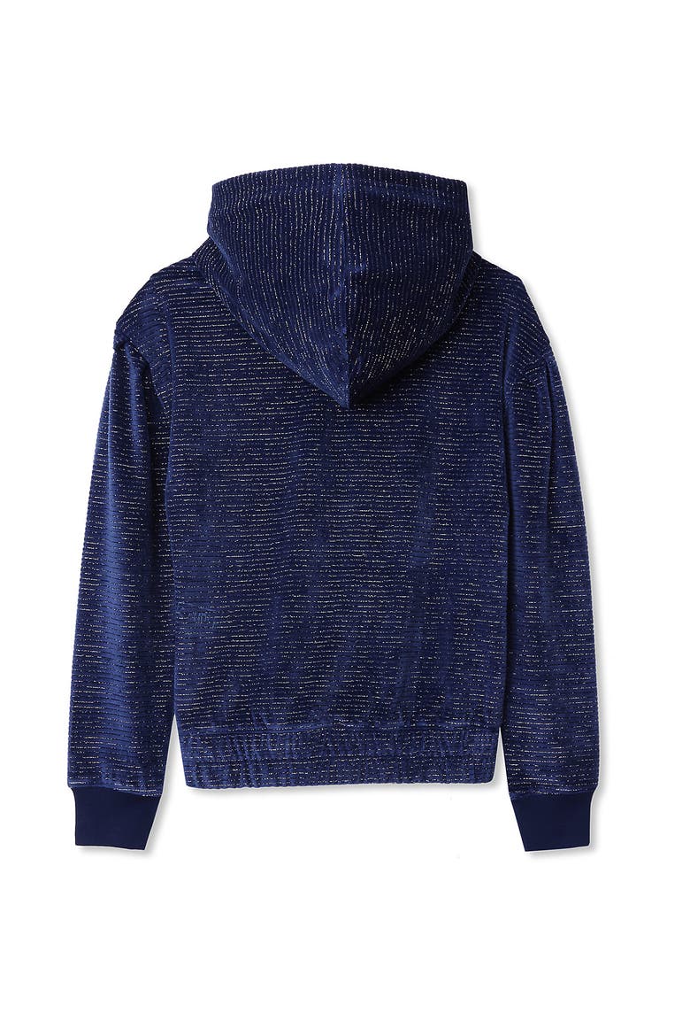 Girls Velour Hoodie Sweatshirt, Alternate, color, Navy Multi Hearts Stripe