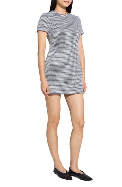 Theory Short-sleeve A-line Mini Dress In Fog Multi