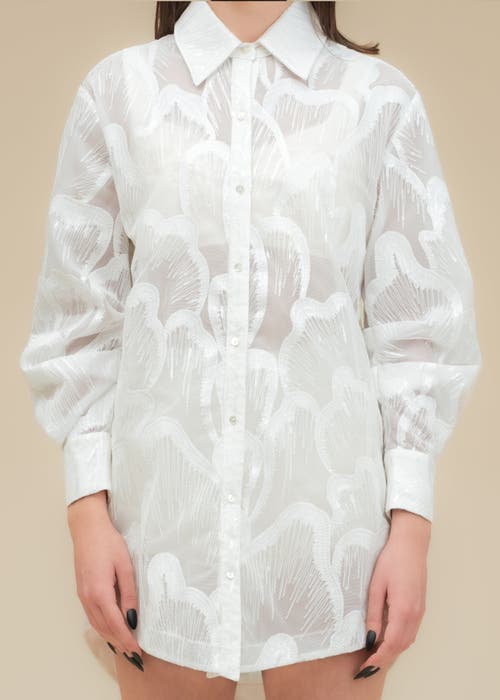 Contessa Mills Wicca Sheer Oversized Embroidered Tulle Dress In White