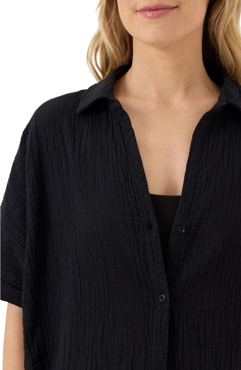 Pact Organic Cotton Coastal Double Gauze Relaxed Shirt, Alternate, color, Jet Black