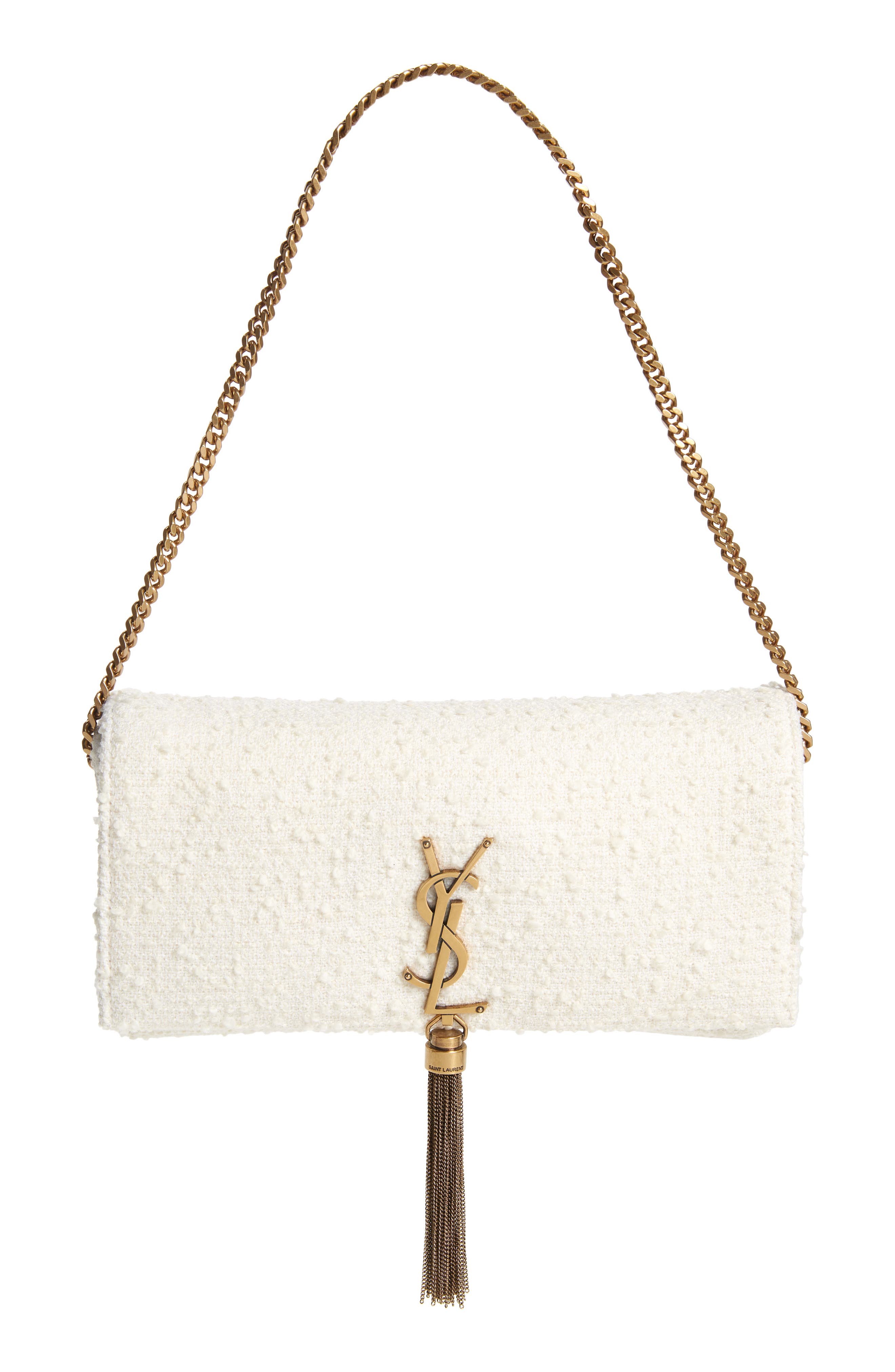 Saint Laurent Kate Bouclé Shoulder Bag, Main, color, 