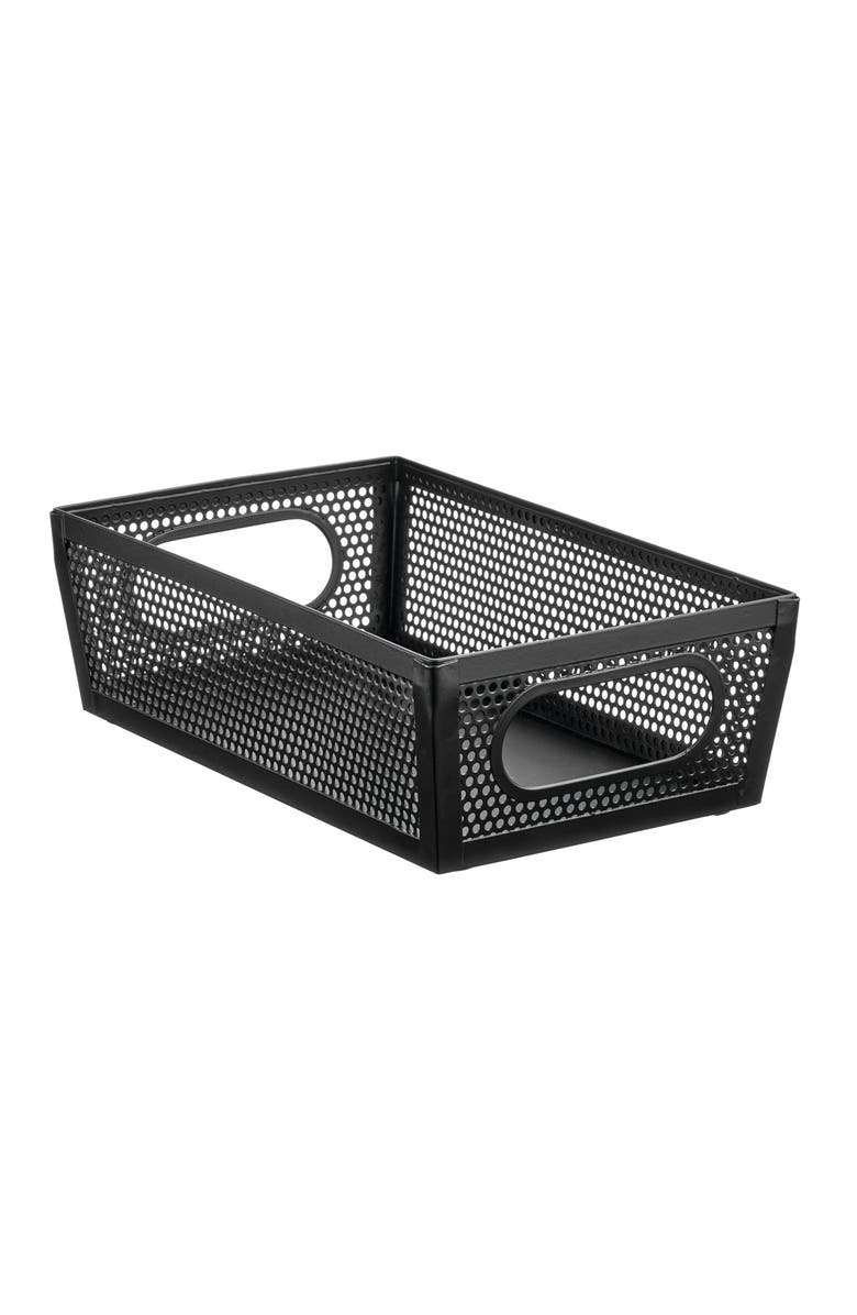 mDesign Perforated Metal Storage Bin with Handles - Set of 4 - Matte Black, Alternate, color, Black