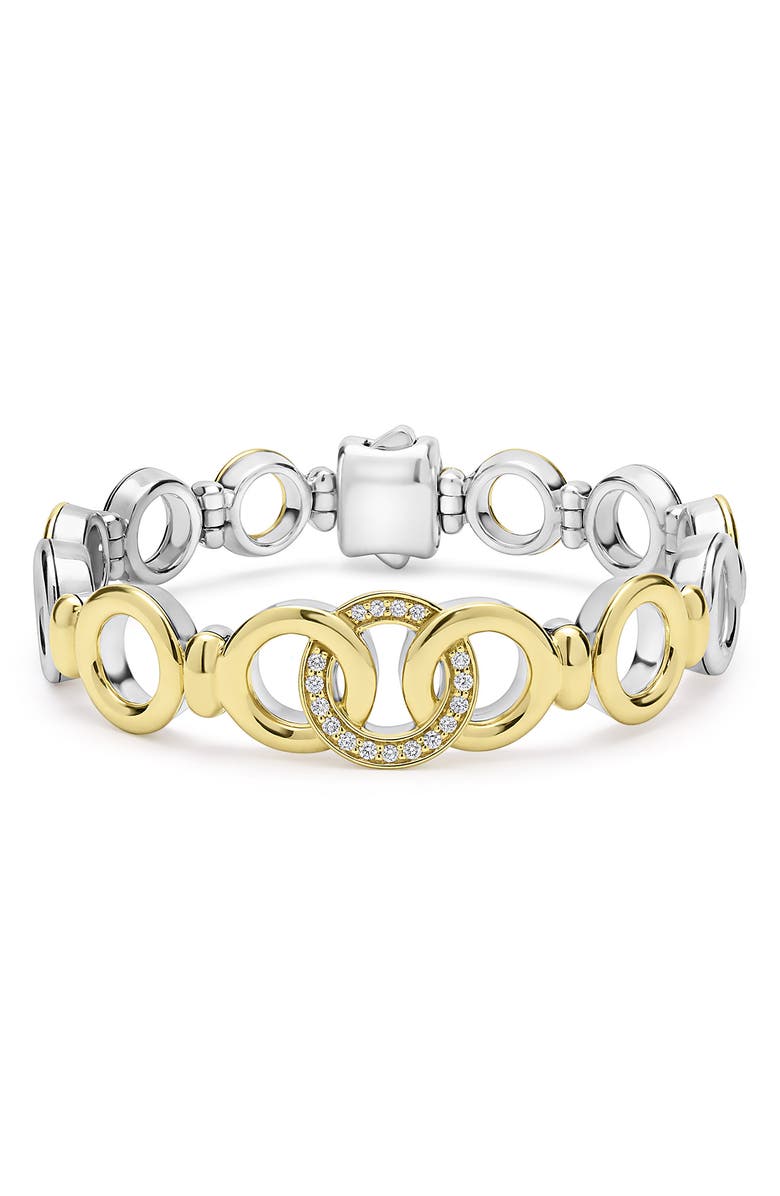 LAGOS Signature Caviar Interlocking Diamond Link Bracelet, Main, color, Two-Tone